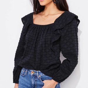 Vineyard Vines Black Cotton Ruffle Top - S